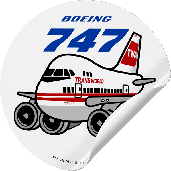 Twa Sticker TWA - Trans World Airlines Boeing 747 – Plane Sticker