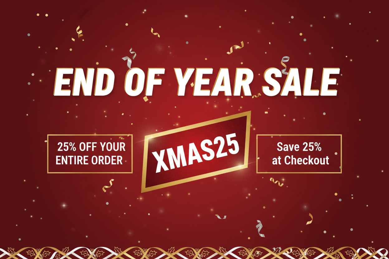 End of Year Sale Banner with XMAS25 Code